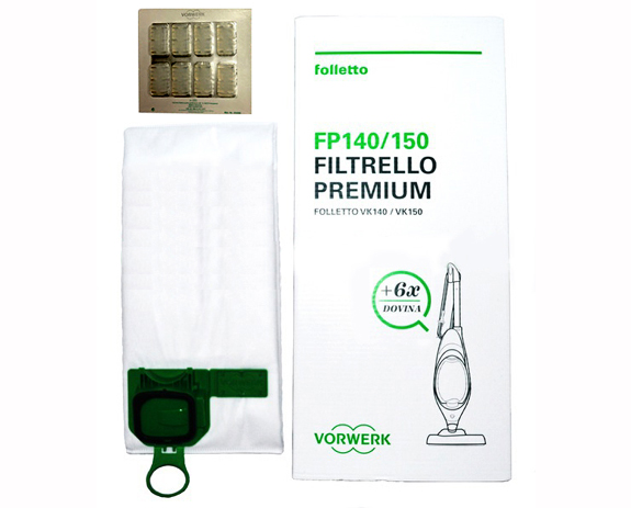 Folletto VK140 Vk150 Conf. 6 Filtrelli Premium FP140/150 + 6 Dovina Cod.  41435