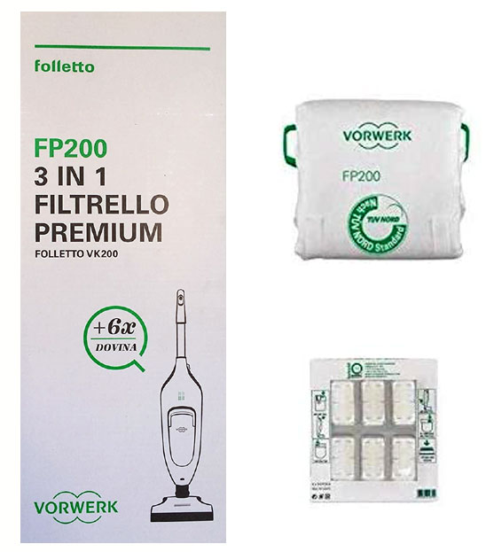 Folletto 6 Filtrelli Premium FP200 + 6 Dovina Cod. 01138